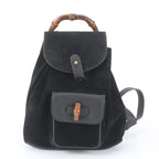 Gucci Vintage Bamboo Leather Backpack Shoulder Bag Black