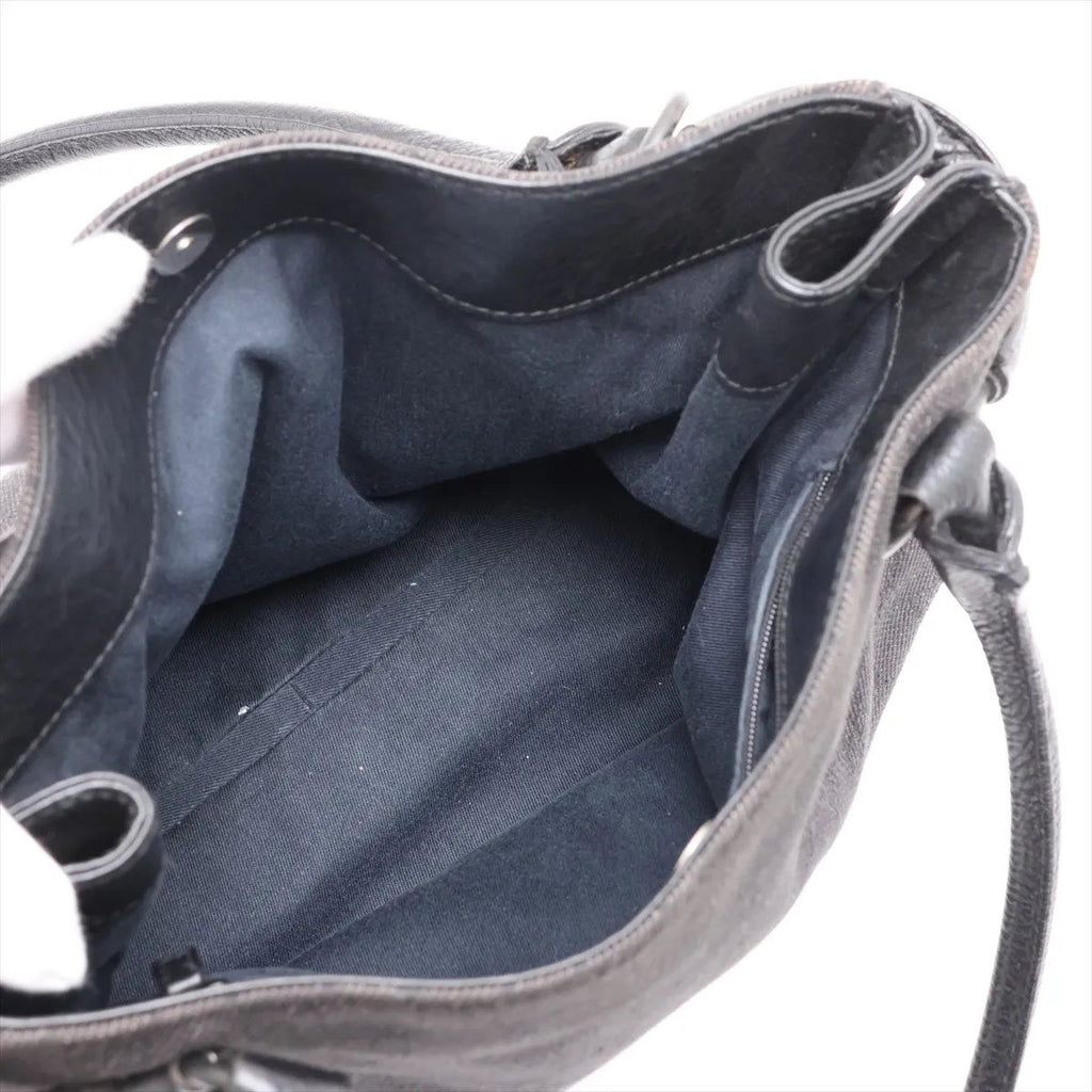 Gucci GG Canvas Leather Shoulder Bag Hand Tote Black — view 7
