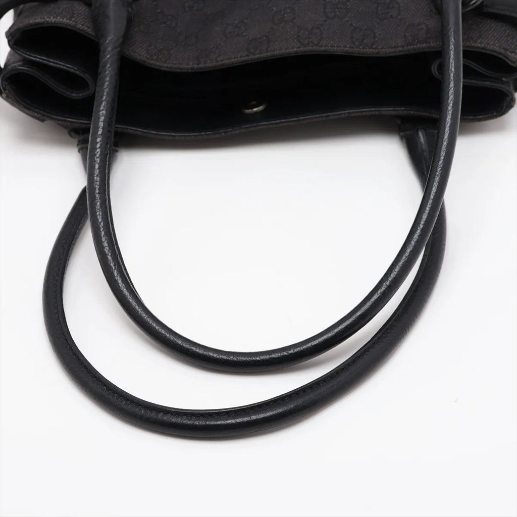 Gucci GG Canvas Leather Shoulder Bag Hand Tote Black — view 5