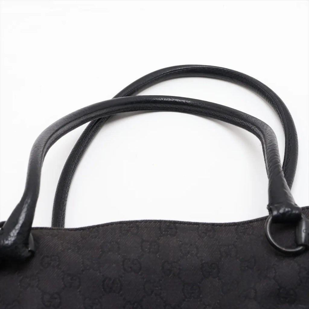 Gucci GG Canvas Leather Shoulder Bag Hand Tote Black — view 6