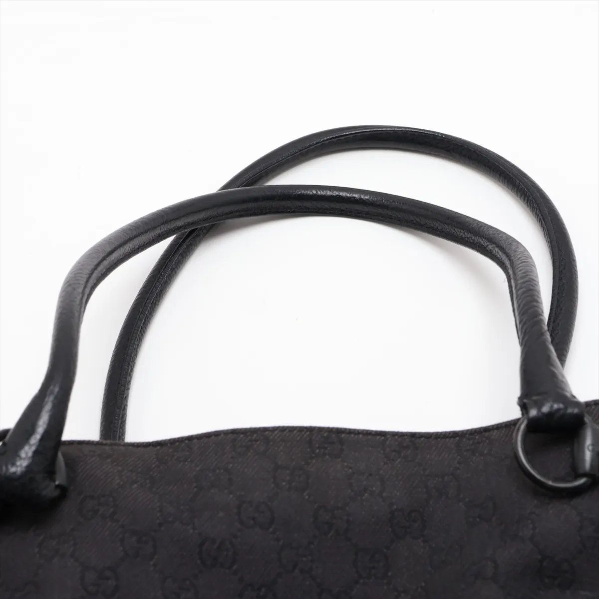 Gucci GG Canvas Leather Shoulder Bag Hand Tote Black — view 6