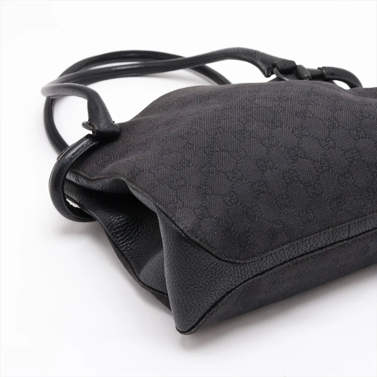 Gucci GG Canvas Leather Shoulder Bag Hand Tote Black — view 4