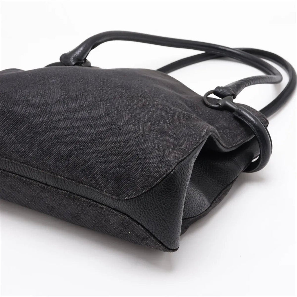 Gucci GG Canvas Leather Shoulder Bag Hand Tote Black — view 3