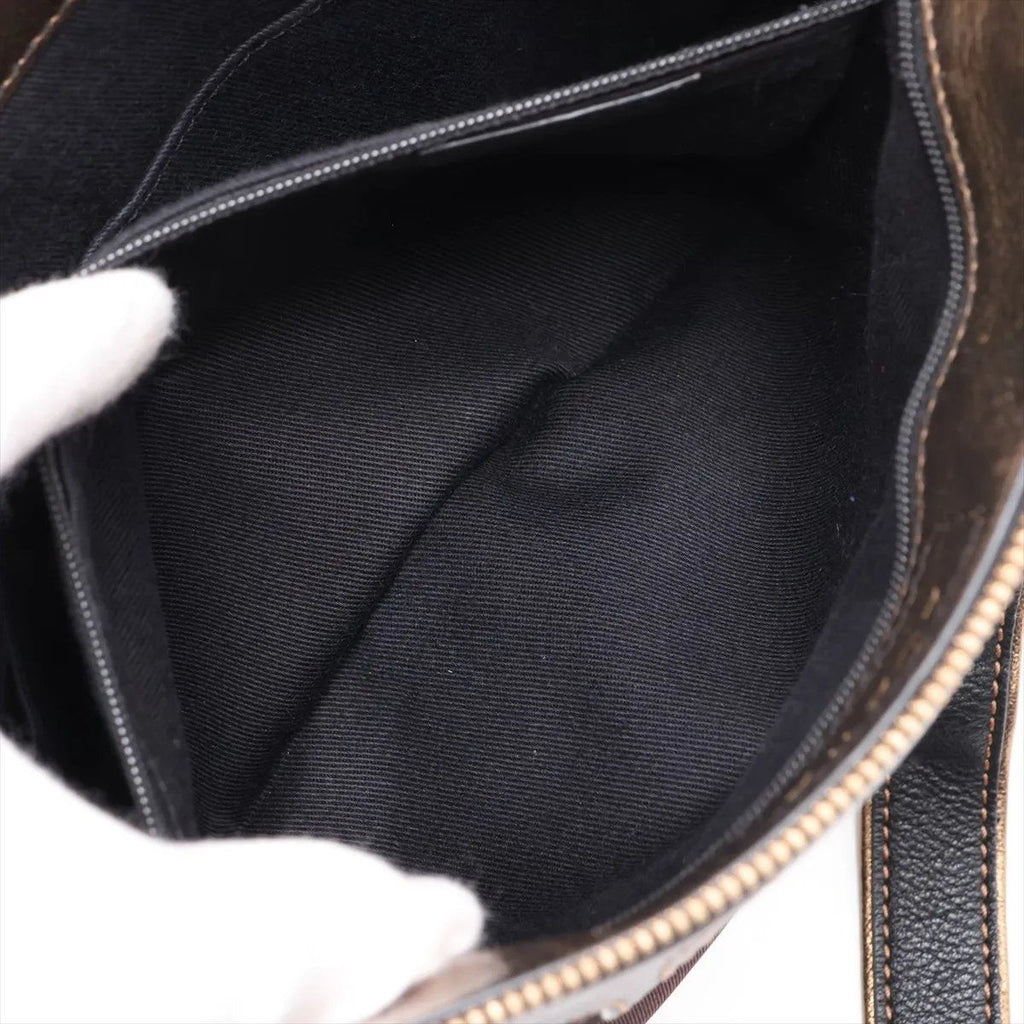 Loewe Anagram Leather Nylon Shoulder Bag Crossbody Brown — view 7