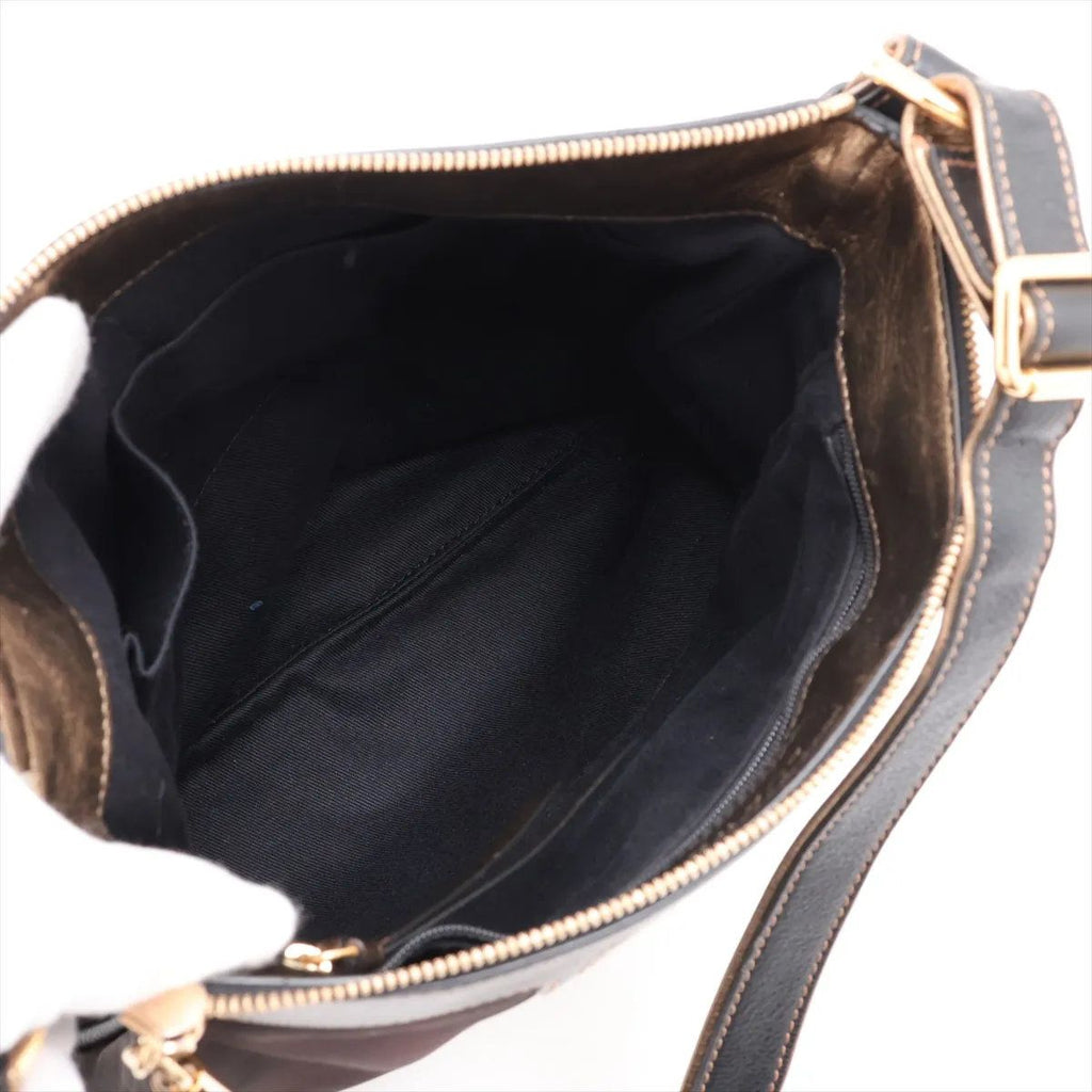 Loewe Anagram Leather Nylon Shoulder Bag Crossbody Brown — view 6
