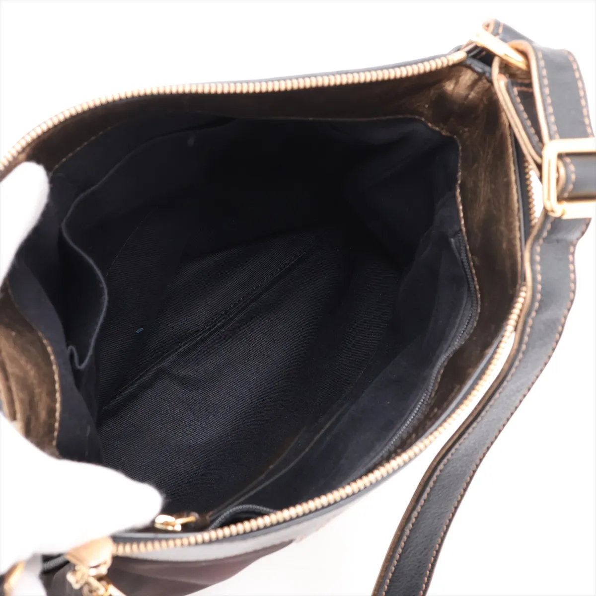 Loewe Anagram Leather Nylon Shoulder Bag Crossbody Brown — view 6