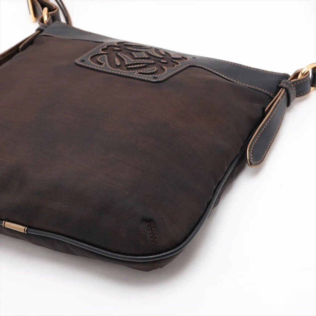 Loewe Anagram Leather Nylon Shoulder Bag Crossbody Brown — view 3