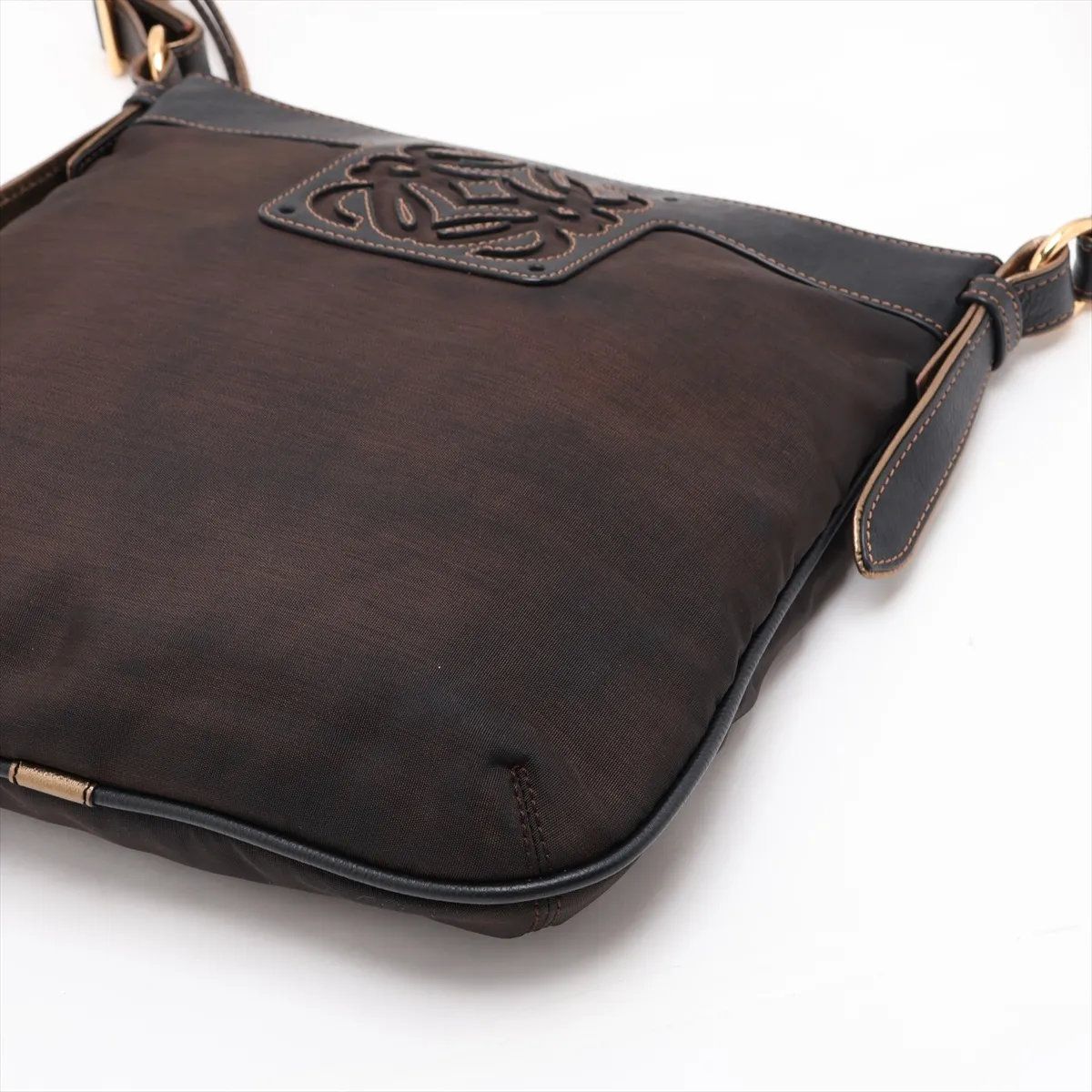 Loewe Anagram Leather Nylon Shoulder Bag Crossbody Brown — view 3