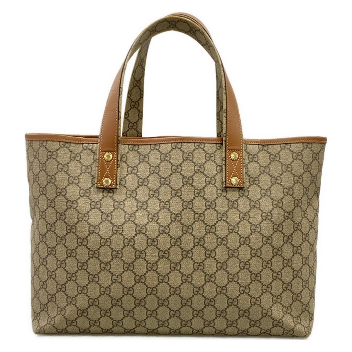 Gucci Tote Bag GG Plus Supreme Sherry Gray Beige Dark Multi Leather — view 3