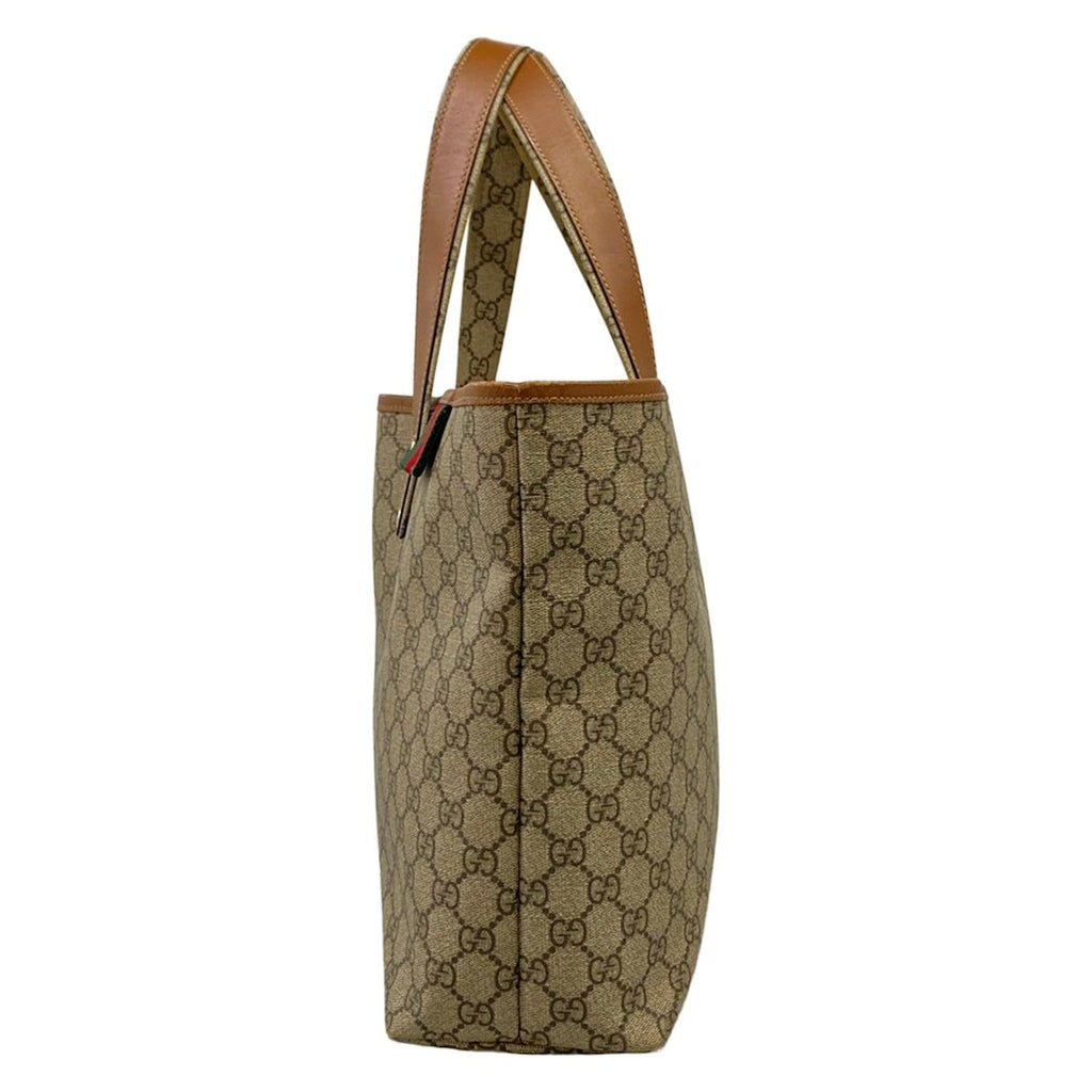 Gucci Tote Bag GG Plus Supreme Sherry Gray Beige Dark Multi Leather — view 4