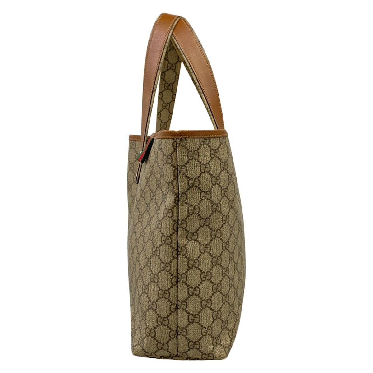 Gucci Tote Bag GG Plus Supreme Sherry Gray Beige Dark Multi Leather — view 4