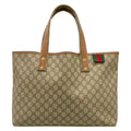 Gucci Tote Bag GG Plus Supreme Sherry Gray Beige Dark Multi Leather