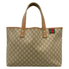 Gucci Tote Bag GG Plus Supreme Sherry Gray Beige Dark Multi Leather