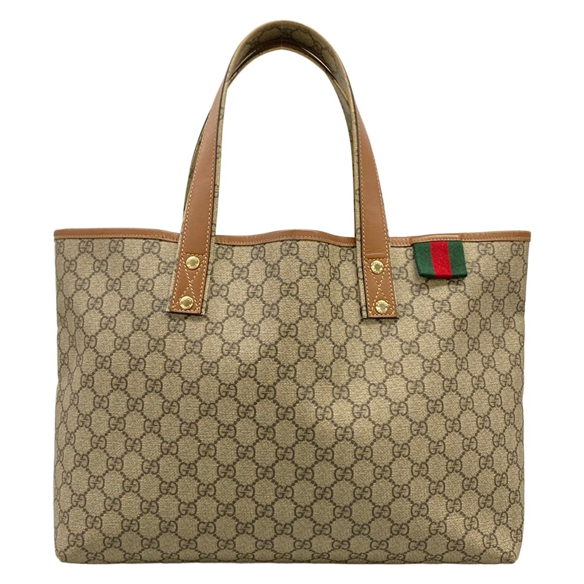 Gucci Tote Bag GG Plus Supreme Sherry Gray Beige Dark Multi Leather
