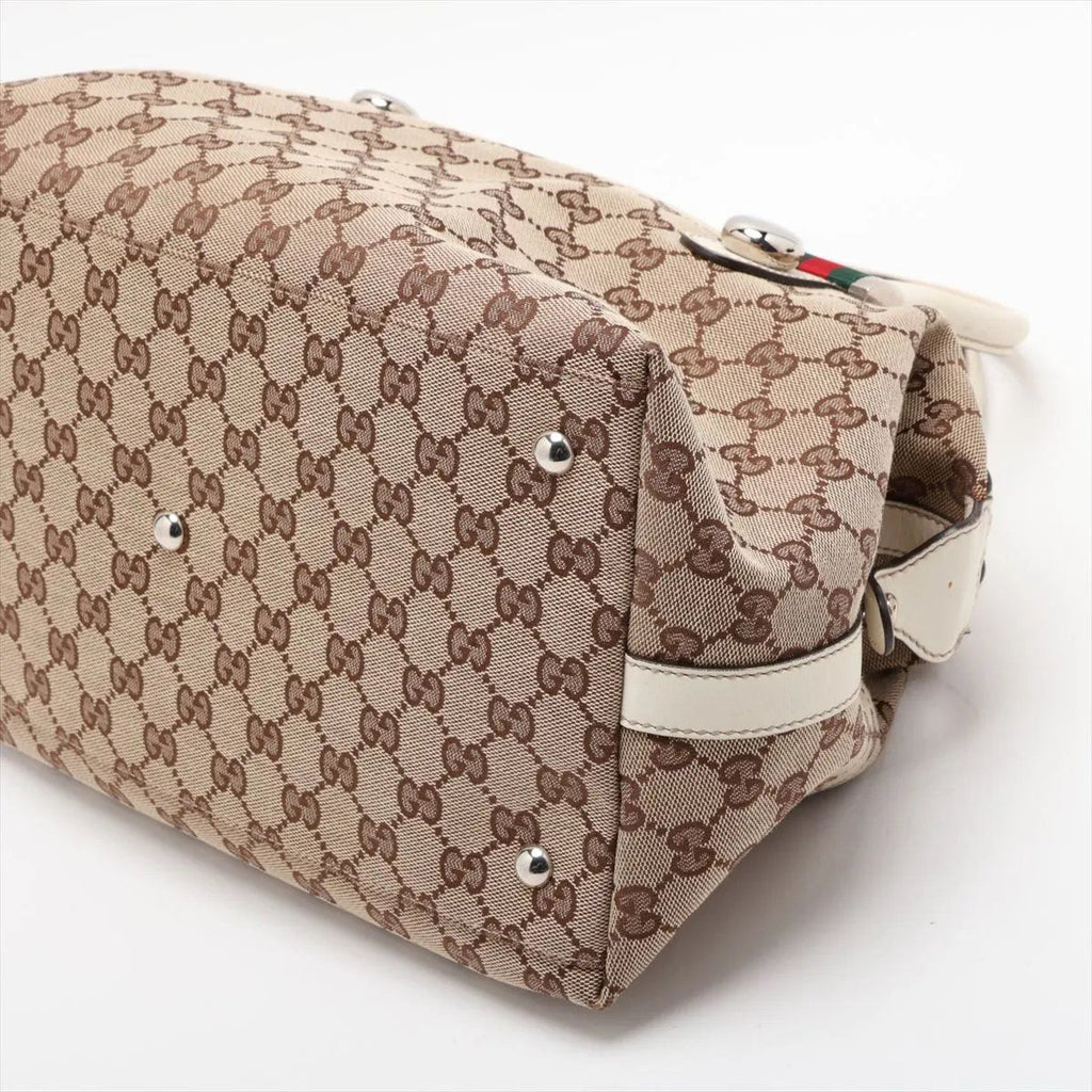 Gucci GG Canvas Leather Handbag Tote — view 3