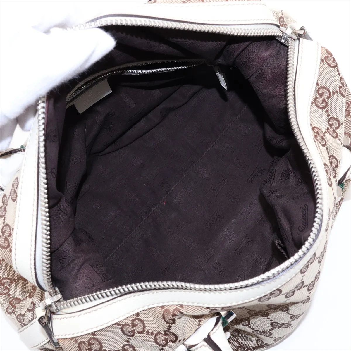 Gucci GG Canvas Leather Handbag Tote — view 7