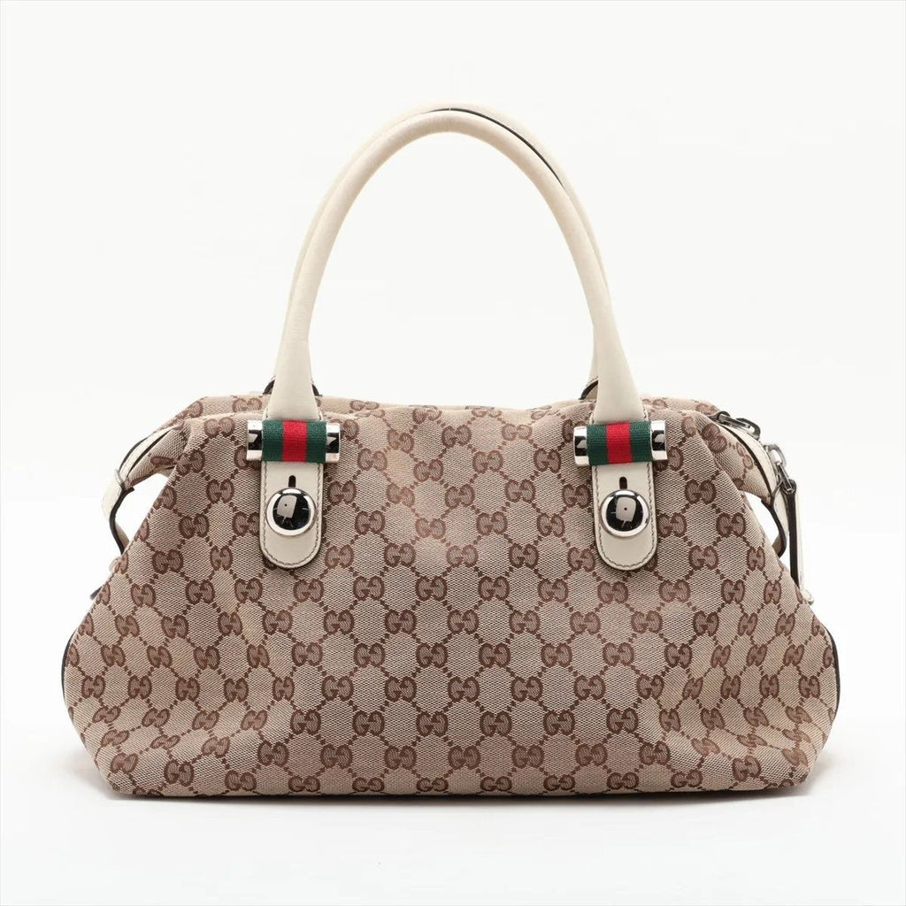 Gucci GG Canvas Leather Handbag Tote — view 2