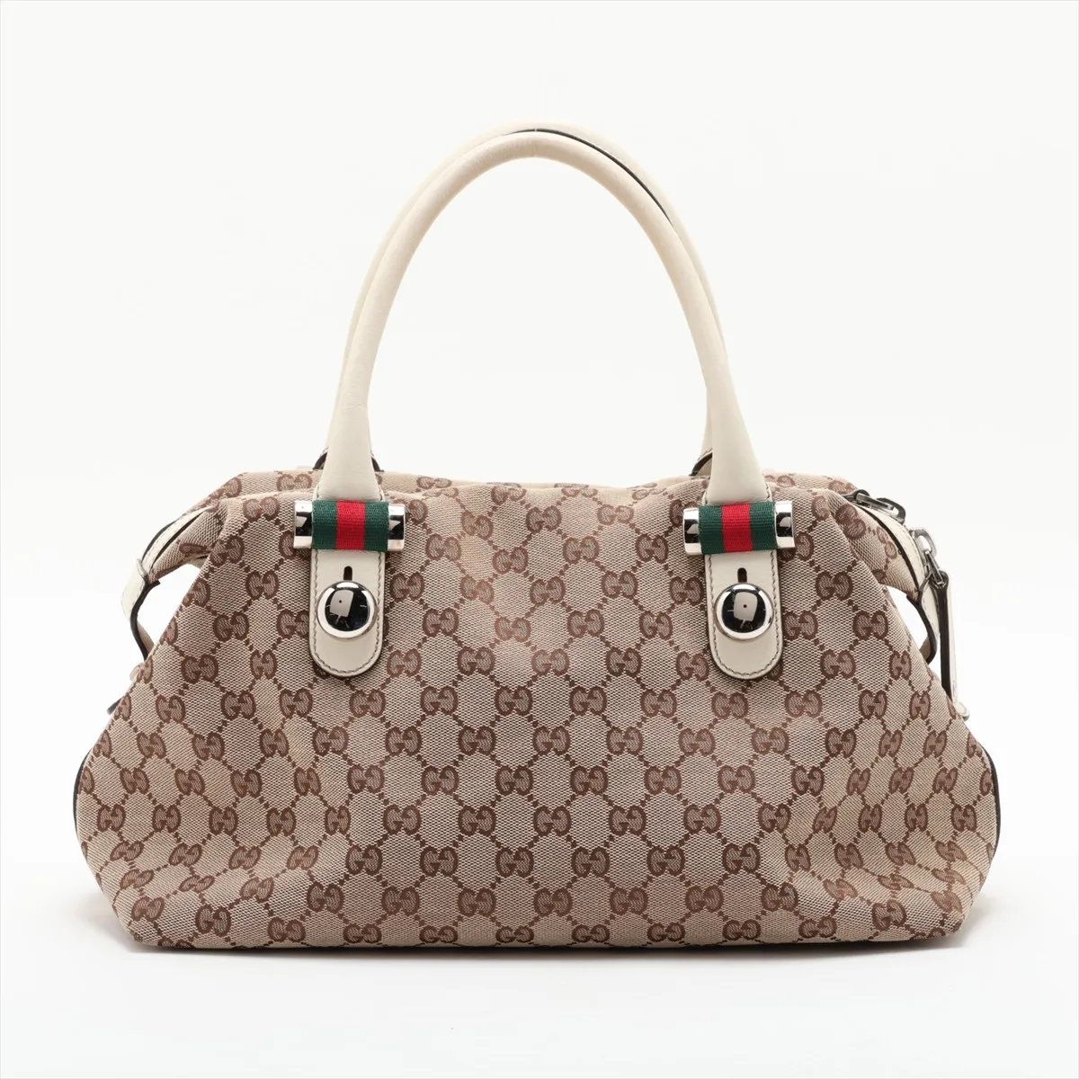 Gucci GG Canvas Leather Handbag Tote — view 2
