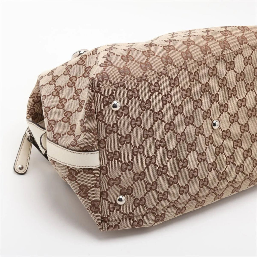 Gucci GG Canvas Leather Handbag Tote — view 4