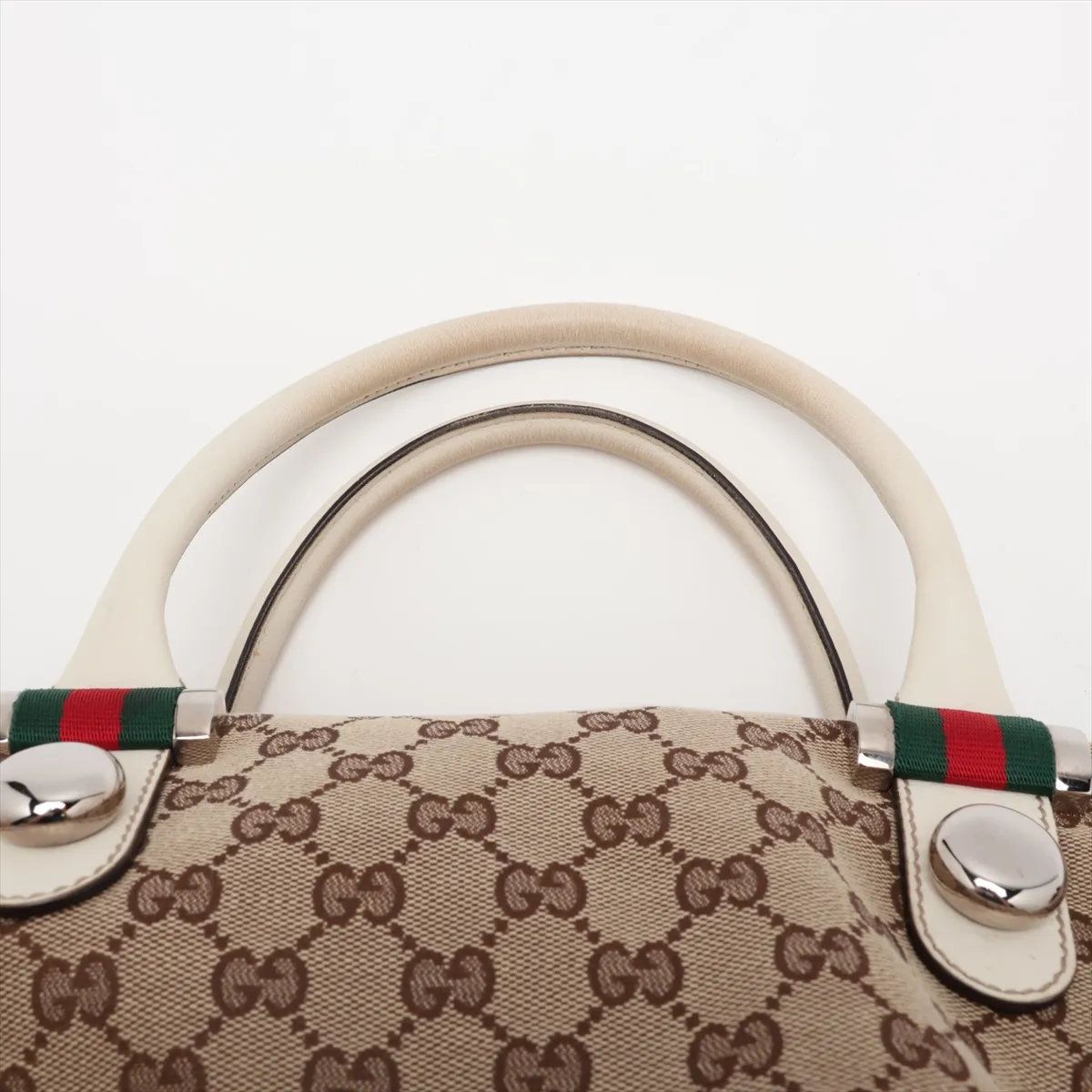 Gucci GG Canvas Leather Handbag Tote — view 6