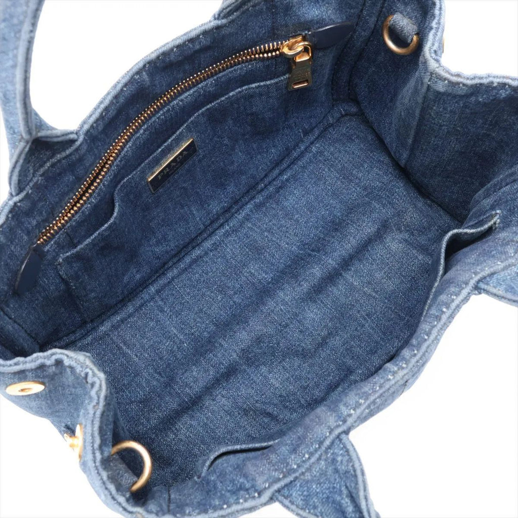 Prada Canapa Denim Blue 2-Way Shoulder Bag Crossbody Hand — view 8
