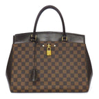 Louis Vuitton Handbag Rivoli MM Brown Damier Ebene Canvas Leather Gold