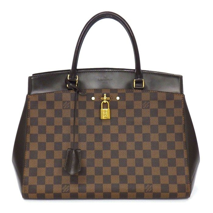 Louis Vuitton Handbag Rivoli MM Brown Damier Ebene Canvas Leather Gold