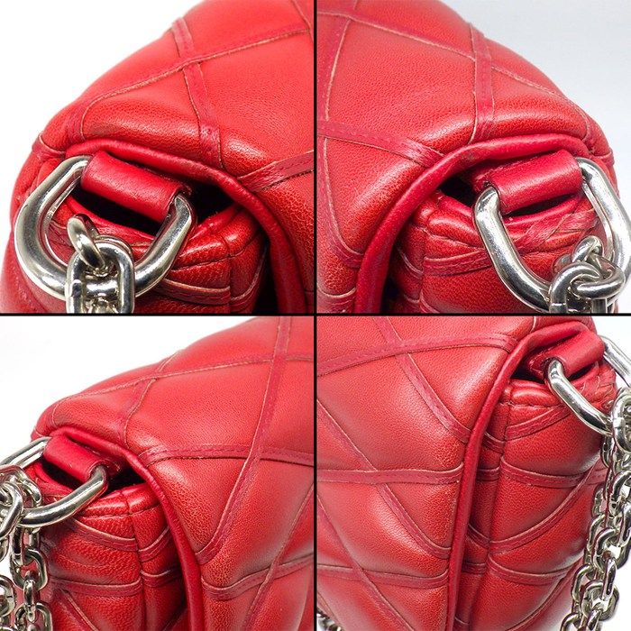Louis Vuitton Shoulder Bag Maltage Rouge Lambskin Silver — view 8