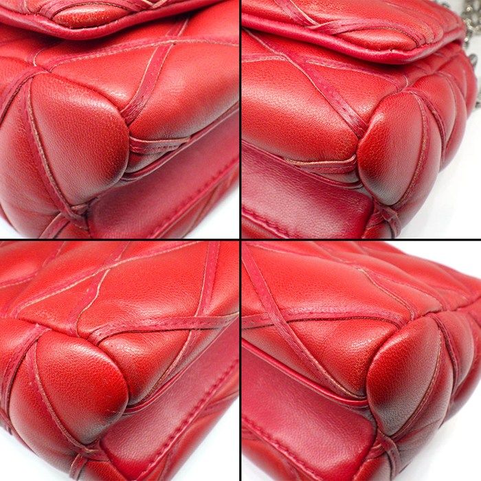 Louis Vuitton Shoulder Bag Maltage Rouge Lambskin Silver — view 7