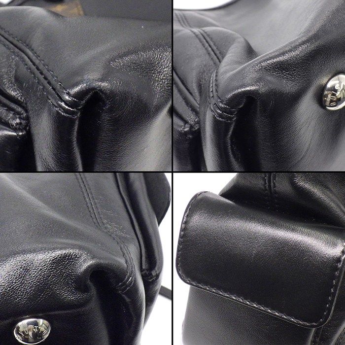 Louis Vuitton Shoulder Bag Carryall Cargo Vibe PM Black Lambskin Silver — view 8