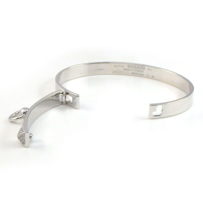 Hermes Bracelet Collier de Chien Pyramid Medor Studs Diamond Total 18k White — view 4