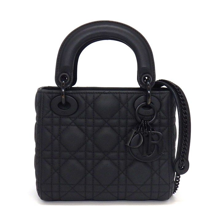 Dior Handbag Lady Dior Mini Black Cannage Ultra Matte Calfskin
