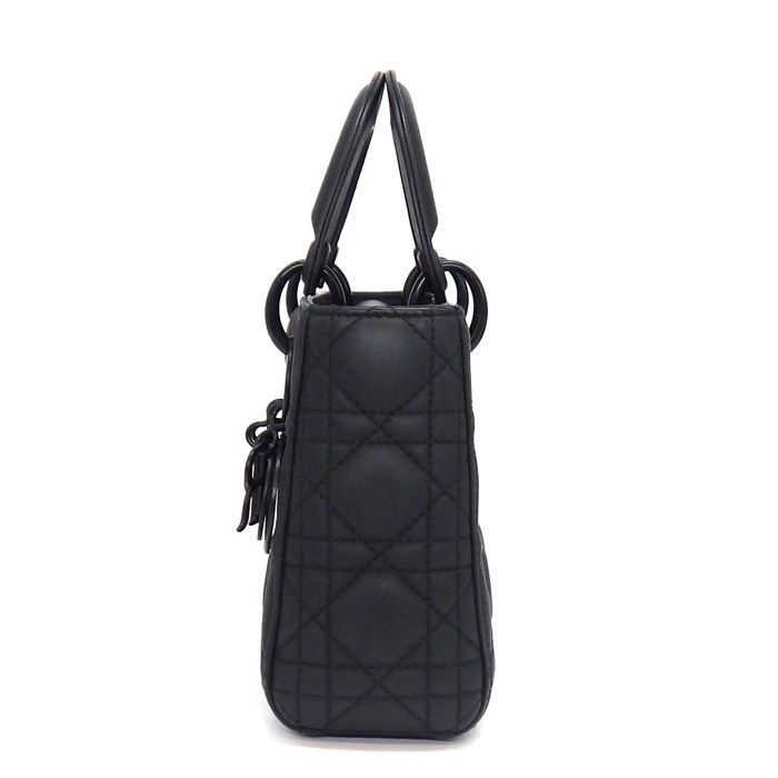 Dior Handbag Lady Dior Mini Black Cannage Ultra Matte Calfskin — view 3