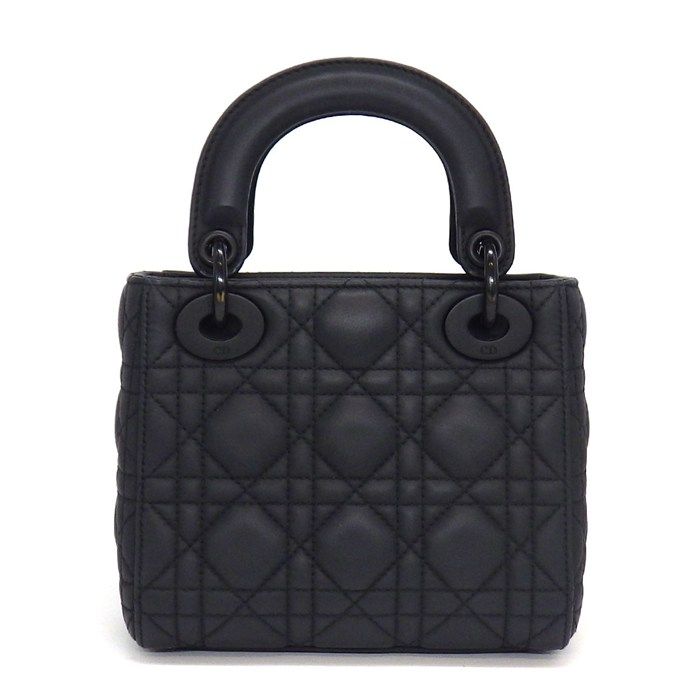 Dior Handbag Lady Dior Mini Black Cannage Ultra Matte Calfskin — view 2