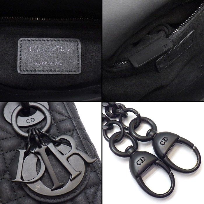 Dior Handbag Lady Dior Mini Black Cannage Ultra Matte Calfskin — view 6