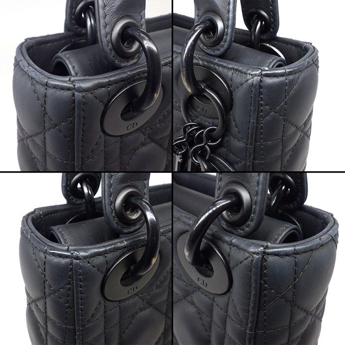 Dior Handbag Lady Dior Mini Black Cannage Ultra Matte Calfskin — view 8