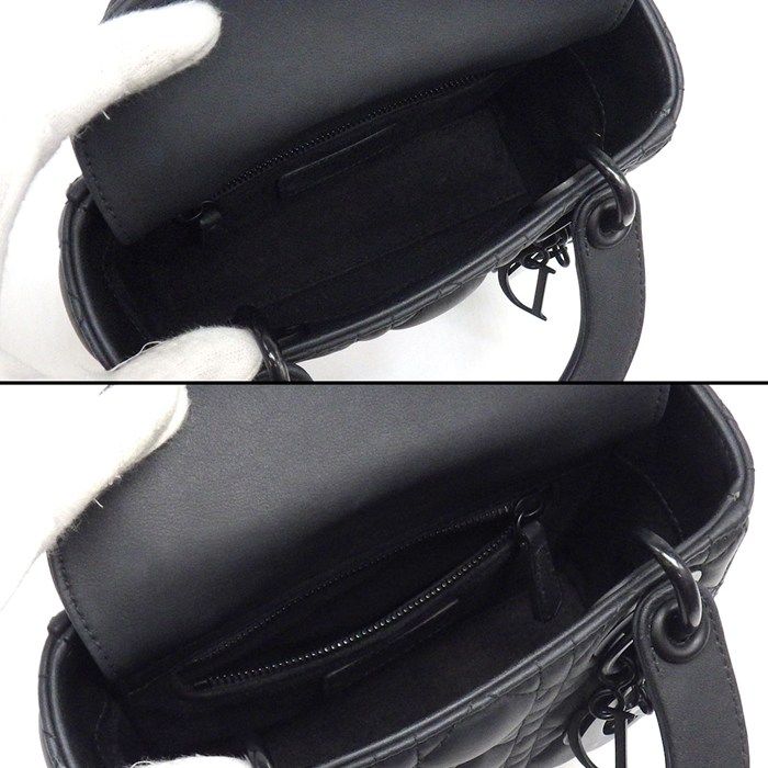 Dior Handbag Lady Dior Mini Black Cannage Ultra Matte Calfskin — view 5