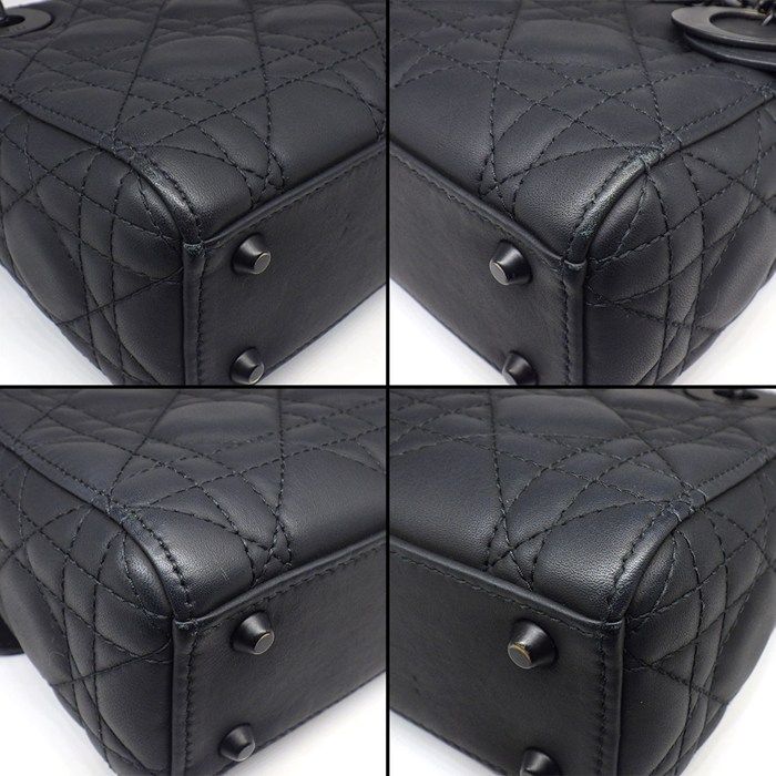 Dior Handbag Lady Dior Mini Black Cannage Ultra Matte Calfskin — view 7