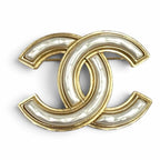 Chanel CC Logo Eco Pearl Brooch White Gold
