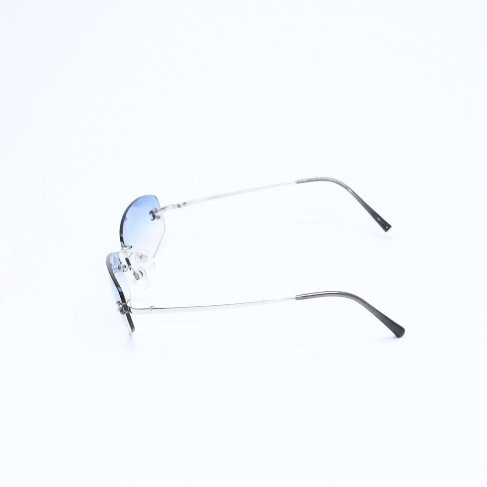 Chanel Rimless Sunglasses Eyewear CC Logo Blue Silver — view 5