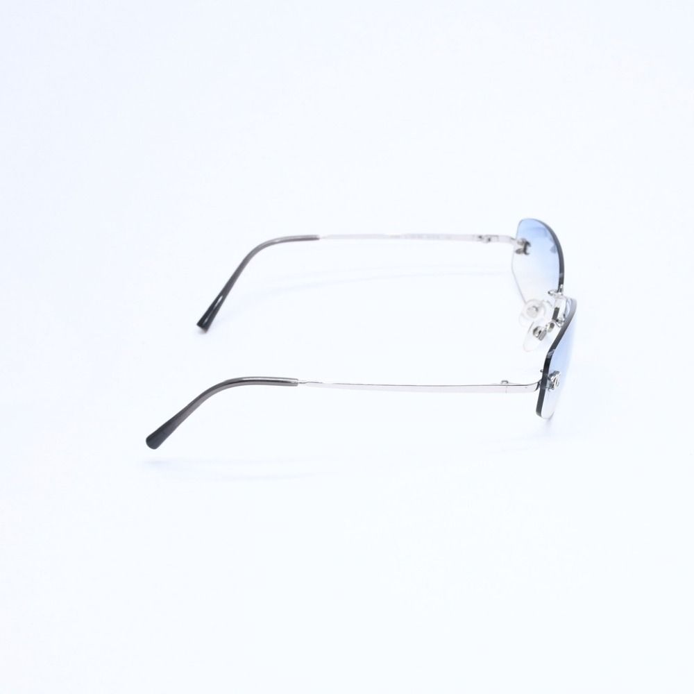 Chanel Rimless Sunglasses Eyewear CC Logo Blue Silver — view 4