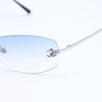 Chanel Rimless Sunglasses Eyewear CC Logo Blue Silver — view 6