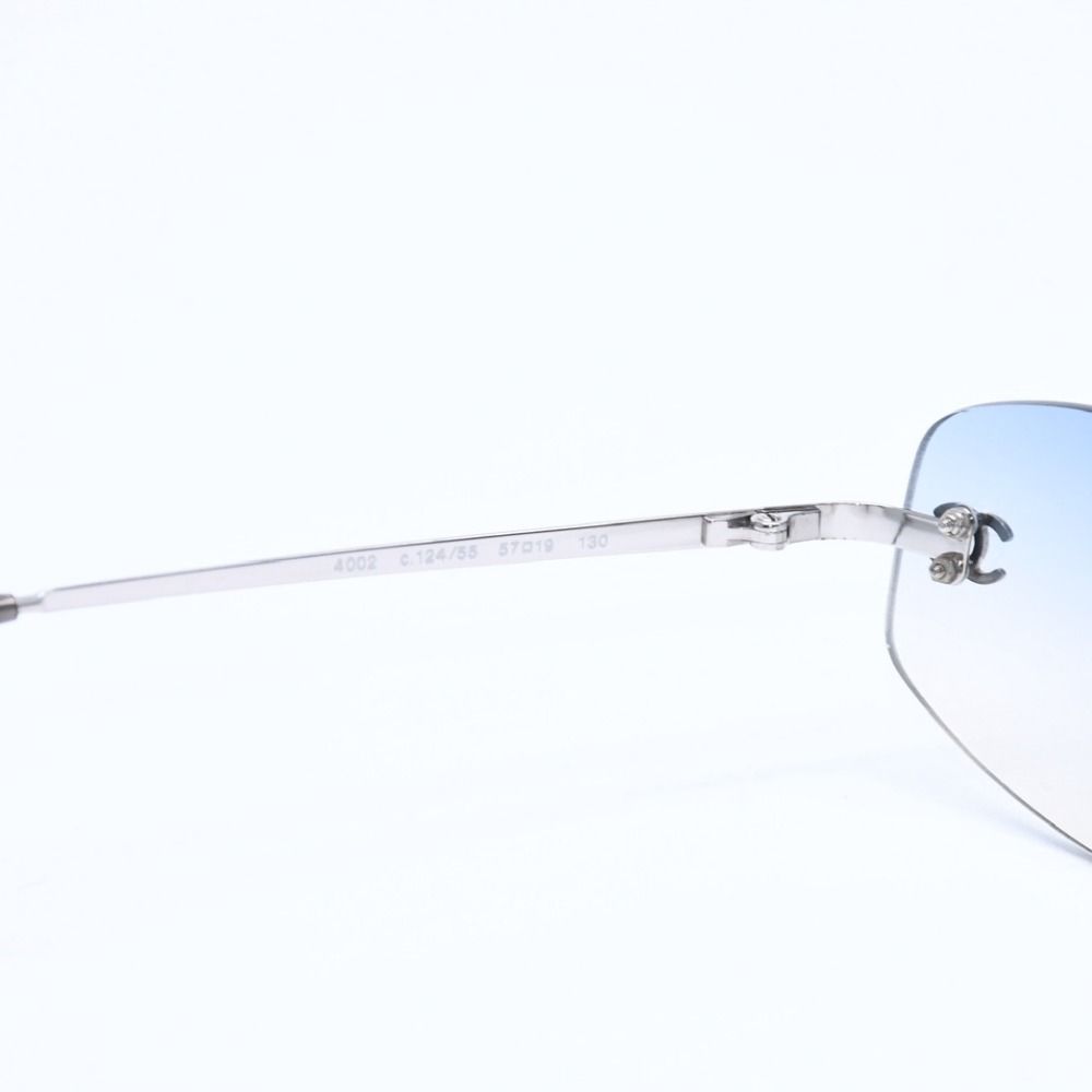 Chanel Rimless Sunglasses Eyewear CC Logo Blue Silver — view 8