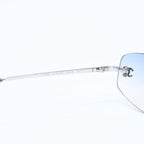 Chanel Rimless Sunglasses Eyewear CC Logo Blue Silver — view 8