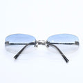 Chanel Rimless Sunglasses Eyewear CC Logo Blue Silver