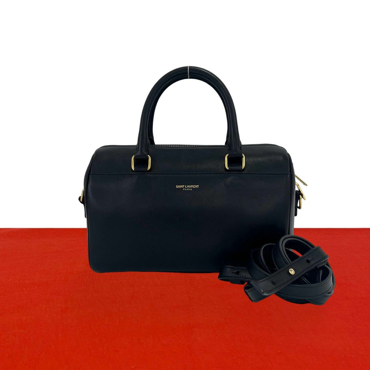 Saint Laurent Paris Baby Cabas Leather 2-Way Shoulder Bag Black