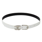 Chanel Belt Leather Rhinestone White Silver 75/30 CC Logo — view 2