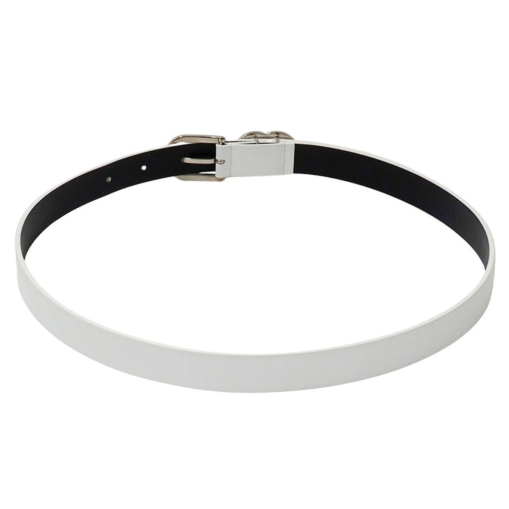 Chanel Belt Leather Rhinestone White Silver 75/30 CC Logo — view 3