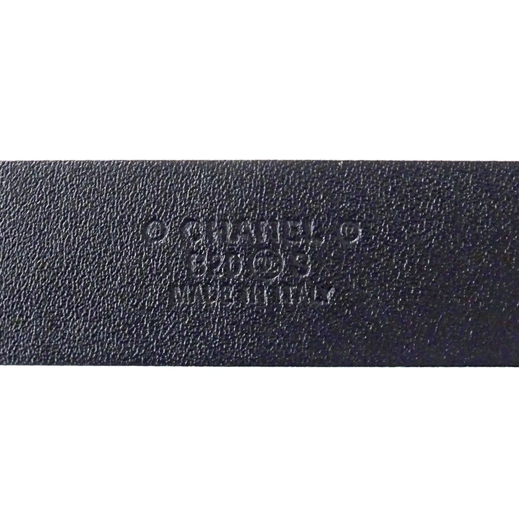 Chanel Belt Leather Rhinestone White Silver 75/30 CC Logo — view 4