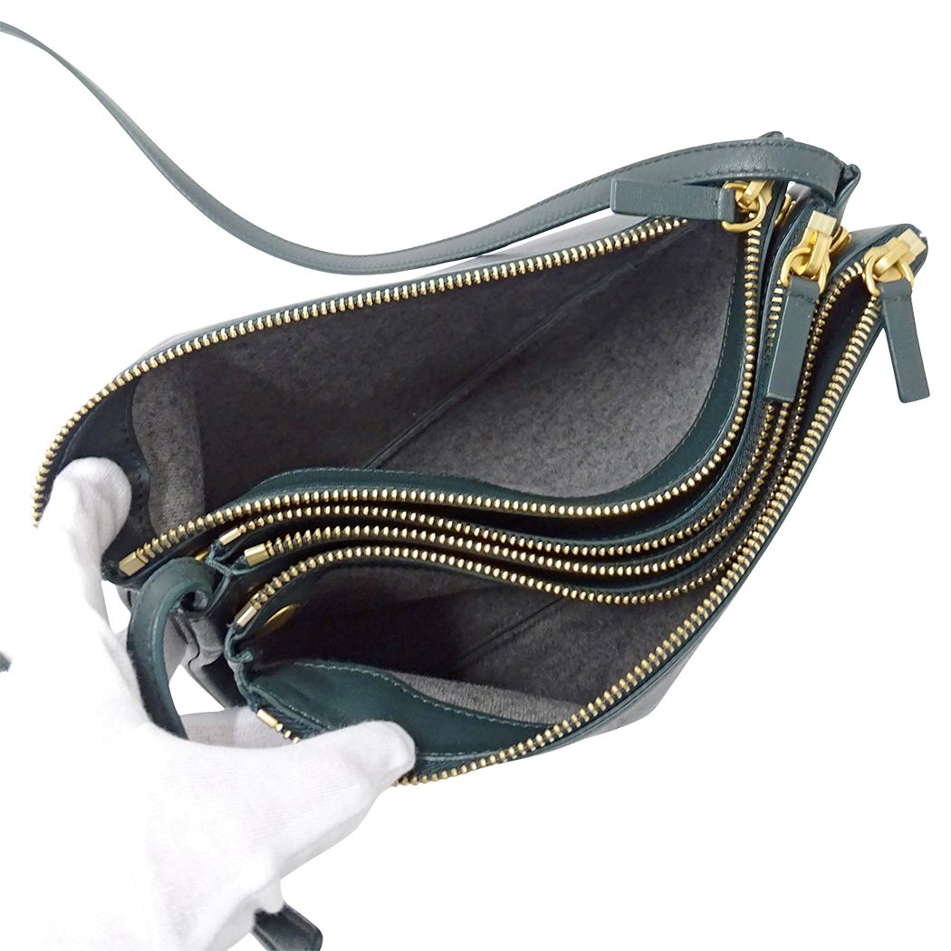 Celine Shoulder Bag Trio Large Leather Green Pochette Small — view 5